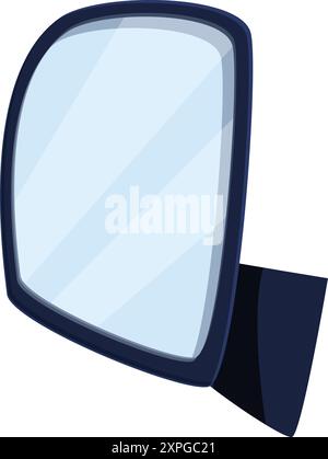 Side rearview mirror reflecting clear sky on white background Stock Vector