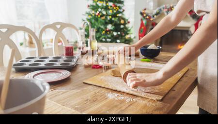 Close Up of Anonymous Female Making Pastries to Share with Family and Friends for the Holiday. Housewife and Mother Preparing Food With Love and Care for her Evening Guests Stock Photo