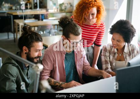 Software engineers working on project and programming in company. Startup business teamwork concept Stock Photo