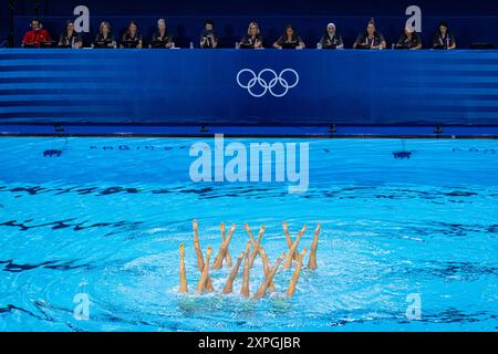 Paris, France. 05th Aug, 2024. Olympic Games, technical routine in artistic swimming at Centre Aquatique Saint-Denis. Credit: ABEL F. ROS/Alamy Live News Stock Photo