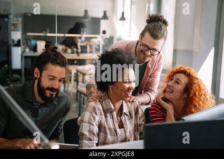 Software engineers working on project and programming in company. Startup business teamwork concept Stock Photo