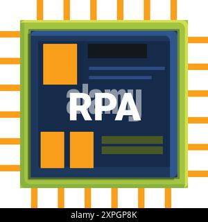 Microchip is running rpa software, automating business processes with intelligent algorithms Stock Vector