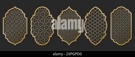 Islamic window shape with mashrabiya pattern. Arabic door frame ...