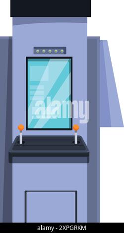 Modern gaming arcade machine with two joysticks displaying gaming interface Stock Vector