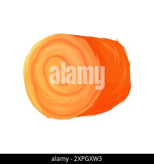 Round hay bale, straw and dry gold grass stack and agriculture fodder vector illustration Stock Vector