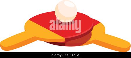 Two table tennis rackets are lying with a white ball for playing ping pong Stock Vector