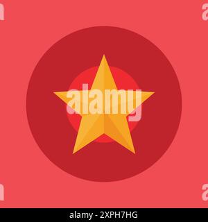 Gold star On Red Ring Frame. Vector Red Border Design Element for Birthday, New Year, Christmas Card, Wedding Invitation Stock Vector