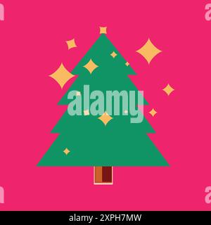 Christmas tree with lights. Festive Elements. Stock Vector