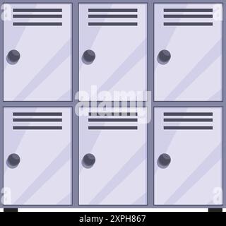Row of metal school lockers with ventilation holes, typically found in educational institutions Stock Vector