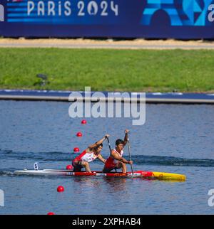 Hao Liu and Bowen Ji of China compete during Men's Canoe Double 500m ...