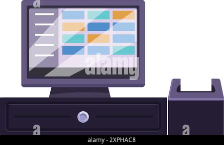 Electronic cash register with touchscreen for processing sales and managing inventory Stock Vector
