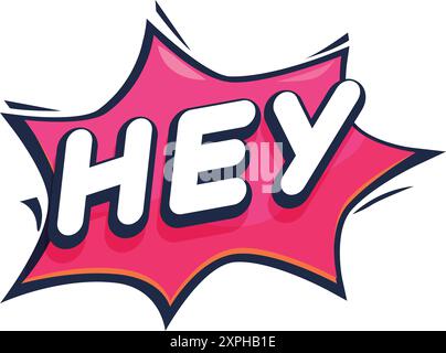 Cartoon exclamation expressing excitement, surprise, or greeting, perfect for adding a touch of playfulness to your projects Stock Vector