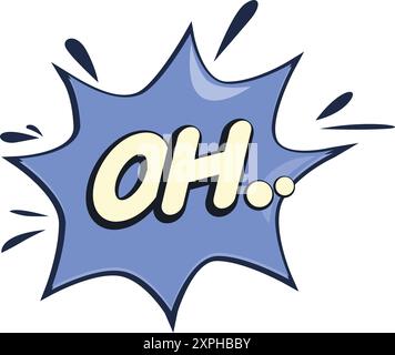 Blue cartoon speech bubble expressing surprise with an oh Stock Vector
