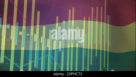 Financial data analysis image with line graphs over hungary flag Stock Photo