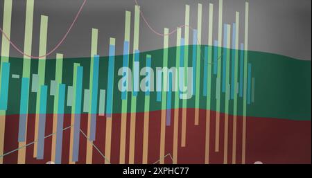 Financial data and graph image over flag of bulgaria Stock Photo