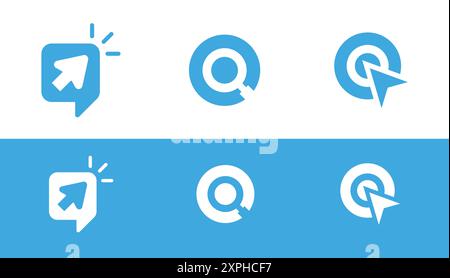 Set of Modern SEO Logo - Mouse Click Logo - Search Icon Logo Design Stock Vector
