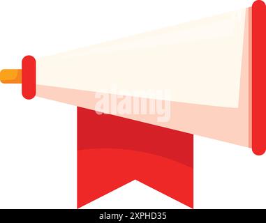White megaphone with red ribbon announcing important message Stock Vector