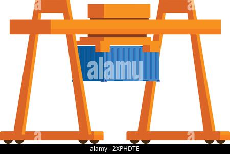 Illustration of a container crane lifting a cargo container, shipping and logistics concept Stock Vector