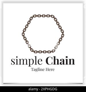 hexagon frame chain logo template vector design Stock Vector