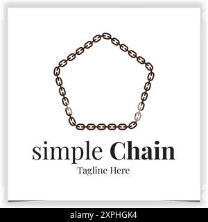 pentagonal frame chain logo template vector design Stock Vector