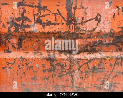 Background texture of scratched orange rusted steel Stock Photo