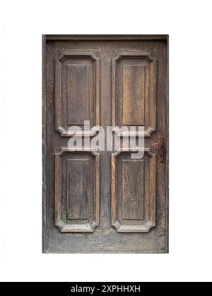 Old wooden door isolated on white background Stock Photo