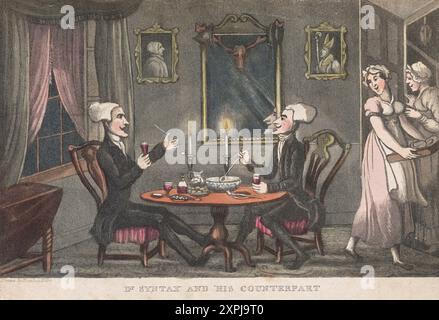 A print coloured engraving of Dr Syntax visits a boarding school for ...
