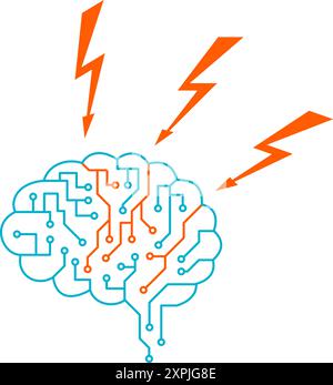 Abstract human brain symbol in flat style. Stock Vector
