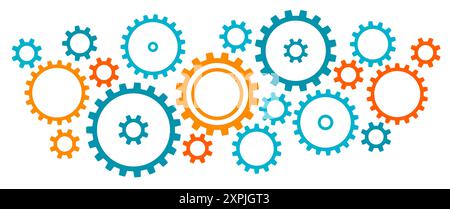 Cogwheel gears on a white background. Technology concept. Industrial background Stock Vector