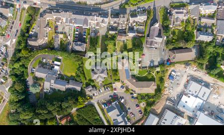 Aerial view on houses in Northern Ireland. Upscale single-family homes  in expensive residential neighbourhood, Drone photo Stock Photo