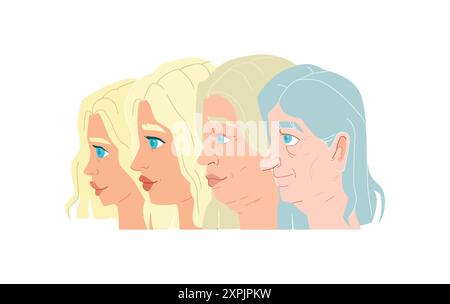 Woman life cycle from childhood to old age including school time, youth ...