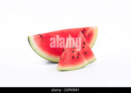 Watermelon slices isolated on white background. Stock Photo