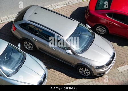 OSTRAVA, CZECH REPUBLIC - MAY 14, 2024: Silver Skoda Octavia Combi Scout estate car parked at street Stock Photo