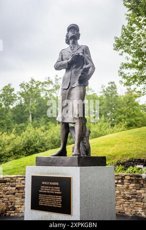 TRIANGLE, Virginia, United States — The Molly Marine statue stands on the grounds of the National Museum of the Marine Corps in Triangle, Virginia. This bronze sculpture is a replica of the first statue of a female service member in uniform, originally erected in New Orleans on November 10, 1943. The statue was part of an effort to recruit women into the Marine Corps during World War II and continues to honor the service of women Marines. Stock Photo