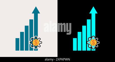 Dollar rate increase icon. Currency increase icon. Dollar sign symbol, USD currency. Stock Vector