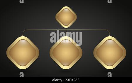 Chart of Gold and premium rectangle buttons design, vector, illustration style with on dark background Stock Vector