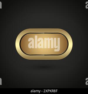 Luxury ellipse button with premium frame vector illustration. and 3d golden glossy elegant vector, illustration for empty oval emblem, medal or badge, Stock Vector