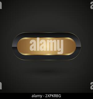 A Luxury and Premium button, and Button for web glossy black Gold banner vector illustration design on dark background Stock Vector