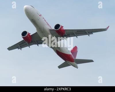 Avianca Airbus A220-300 taking off at the Montréal-Pierre Elliott Trudeau International Airport, Dorval, Quebec,Canada Stock Photo