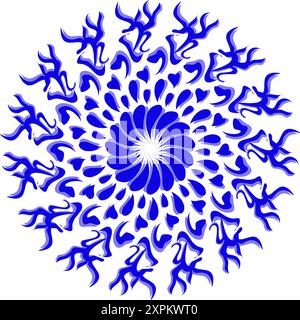 Blue tribal mandala icon with shadow. Perfect for logos, icons, items, tattoos, stickers, posters, banners, clothes, hats Stock Vector