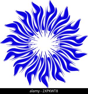 Blue tribal mandala icon with shadow. Perfect for logos, icons, items, tattoos, stickers, posters, banners, clothes, hats Stock Vector