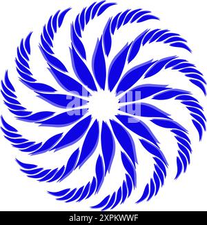 Blue tribal mandala icon with shadow. Perfect for logos, icons, items, tattoos, stickers, posters, banners, clothes, hats Stock Vector