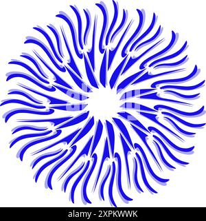 Blue tribal mandala icon with shadow. Perfect for logos, icons, items, tattoos, stickers, posters, banners, clothes, hats Stock Vector