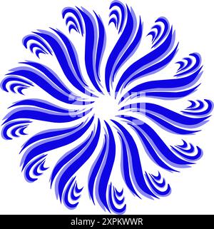 Blue tribal mandala icon with shadow. Perfect for logos, icons, items, tattoos, stickers, posters, banners, clothes, hats Stock Vector