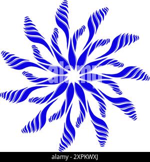 Blue tribal mandala icon with shadow. Perfect for logos, icons, items, tattoos, stickers, posters, banners, clothes, hats Stock Vector