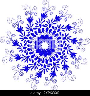 Blue tribal mandala icon with shadow. Perfect for logos, icons, items, tattoos, stickers, posters, banners, clothes, hats Stock Vector