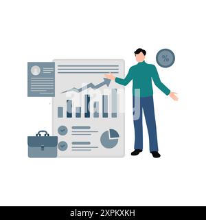 The boy is working on a business report. Stock Photo