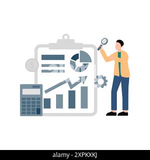 The boy is working on a graph report. Stock Photo
