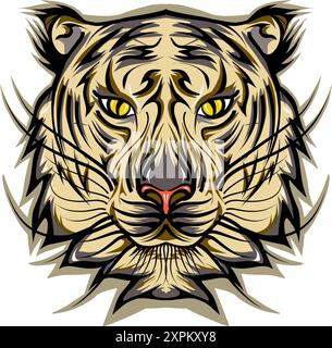Tribal tiger head mascot sticker illustration. Perfect for tattoos, stickers, hats, clothes, logos, icons Stock Vector