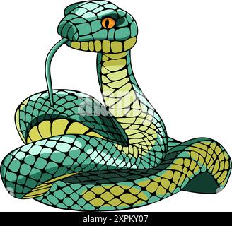 Green snake is symbol of new year. Vector illustration Stock Vector